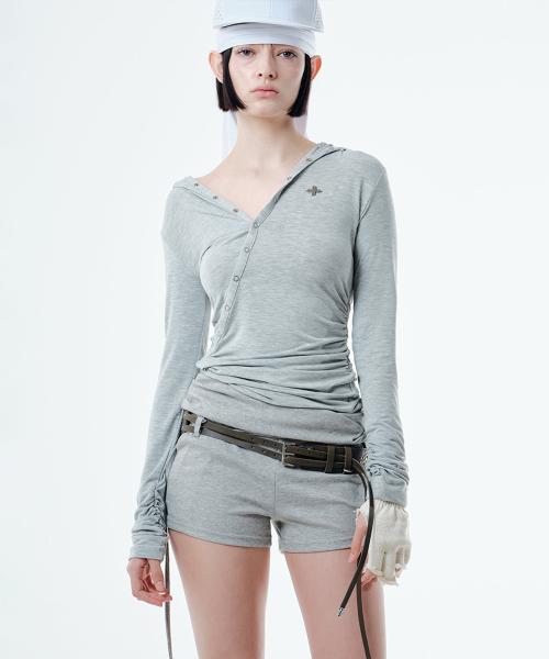 RO DRAPED HOODIE (MELANGE GREY)