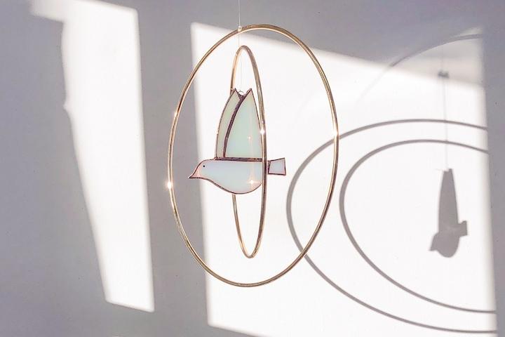 like bird 행운의 새/스테인드글라스 썬캐쳐 모빌+설치부속품 증정 2colors