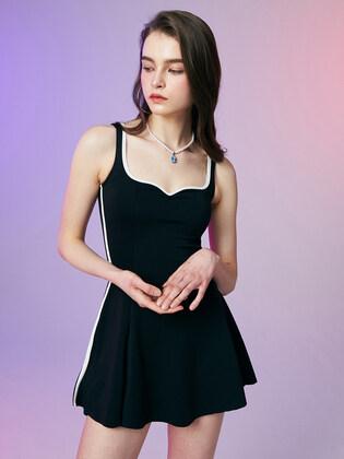 쉐이프 원피스 수영복 블랙