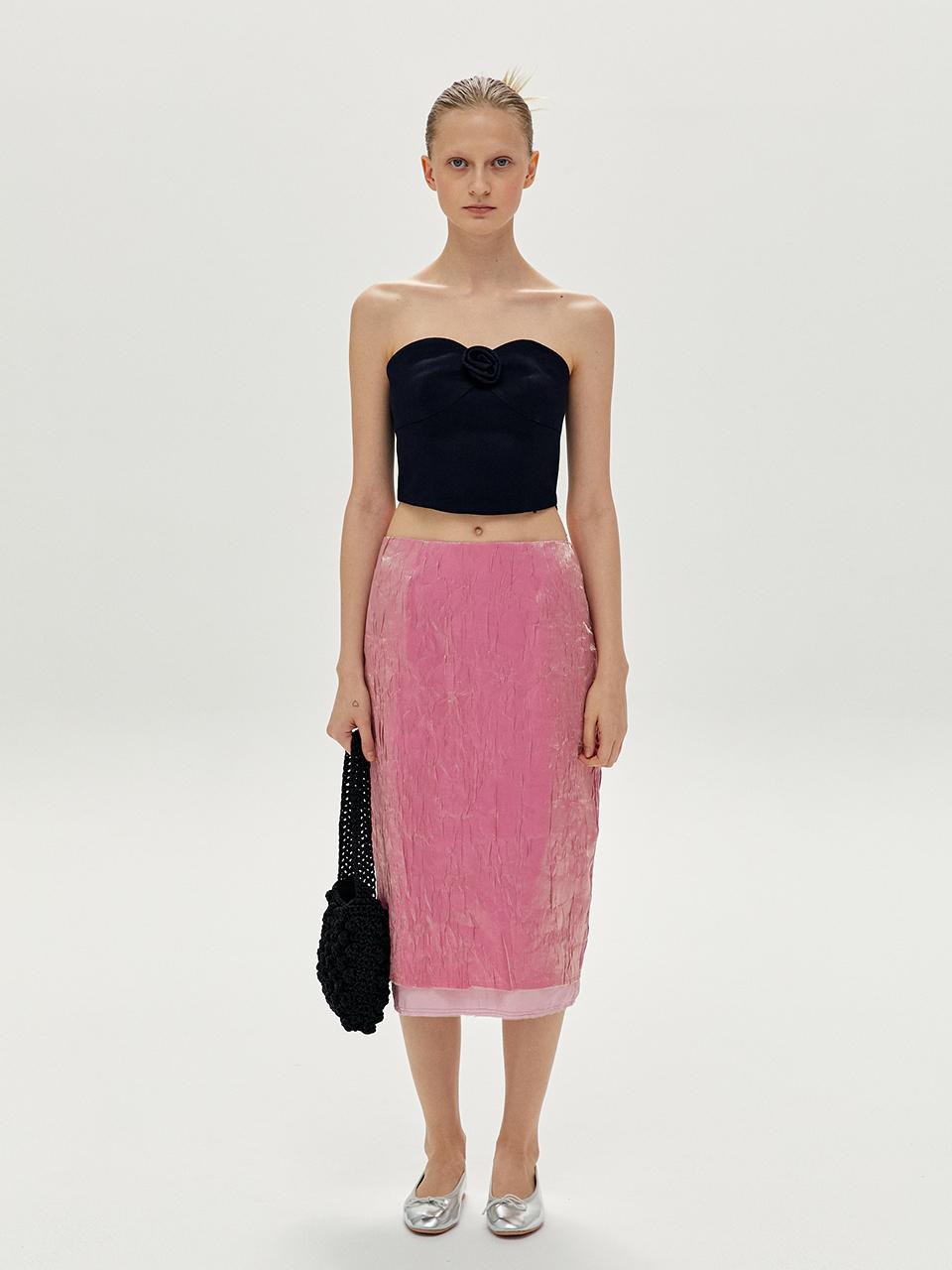 Layered Cutting Skirt in Pink