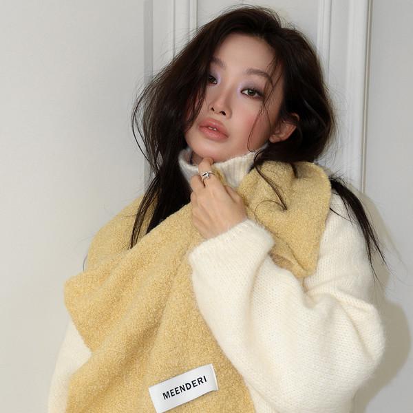 BOUCLE STITCH LONG MUFFLER - YELLOW