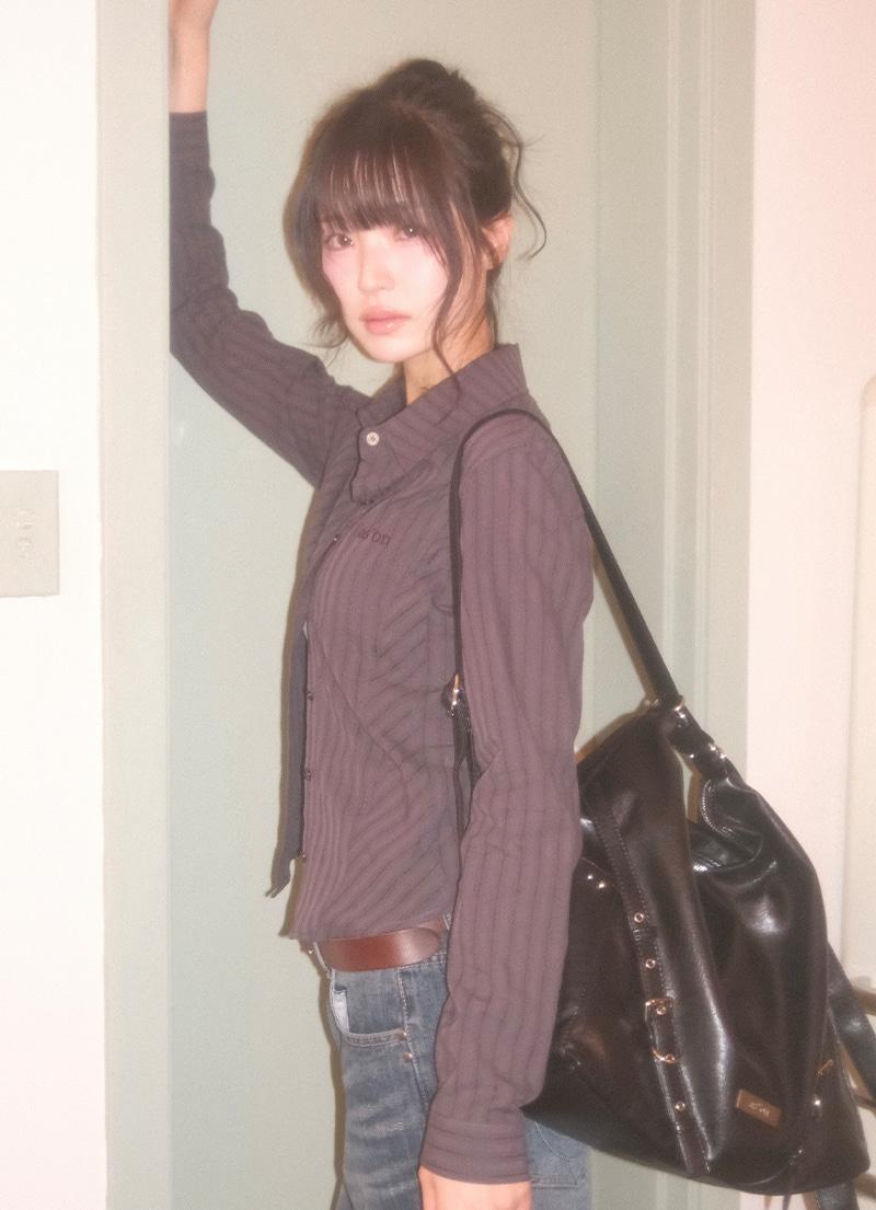 NIKO CORSET SHIRT / DARK-PURPLE