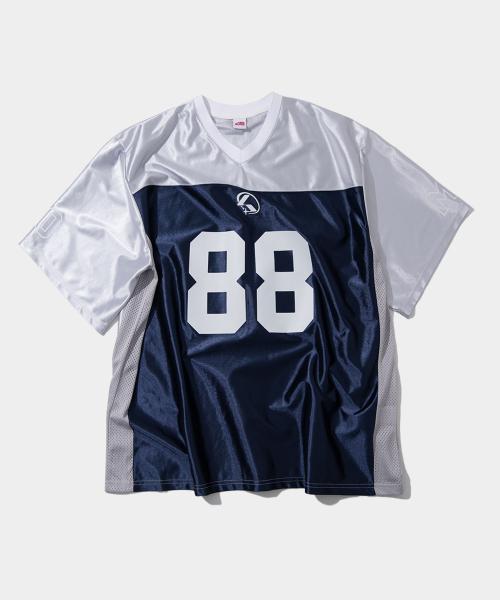 88그래픽 글로시 브이넥 오버핏 스포츠 유니폼[네이비]