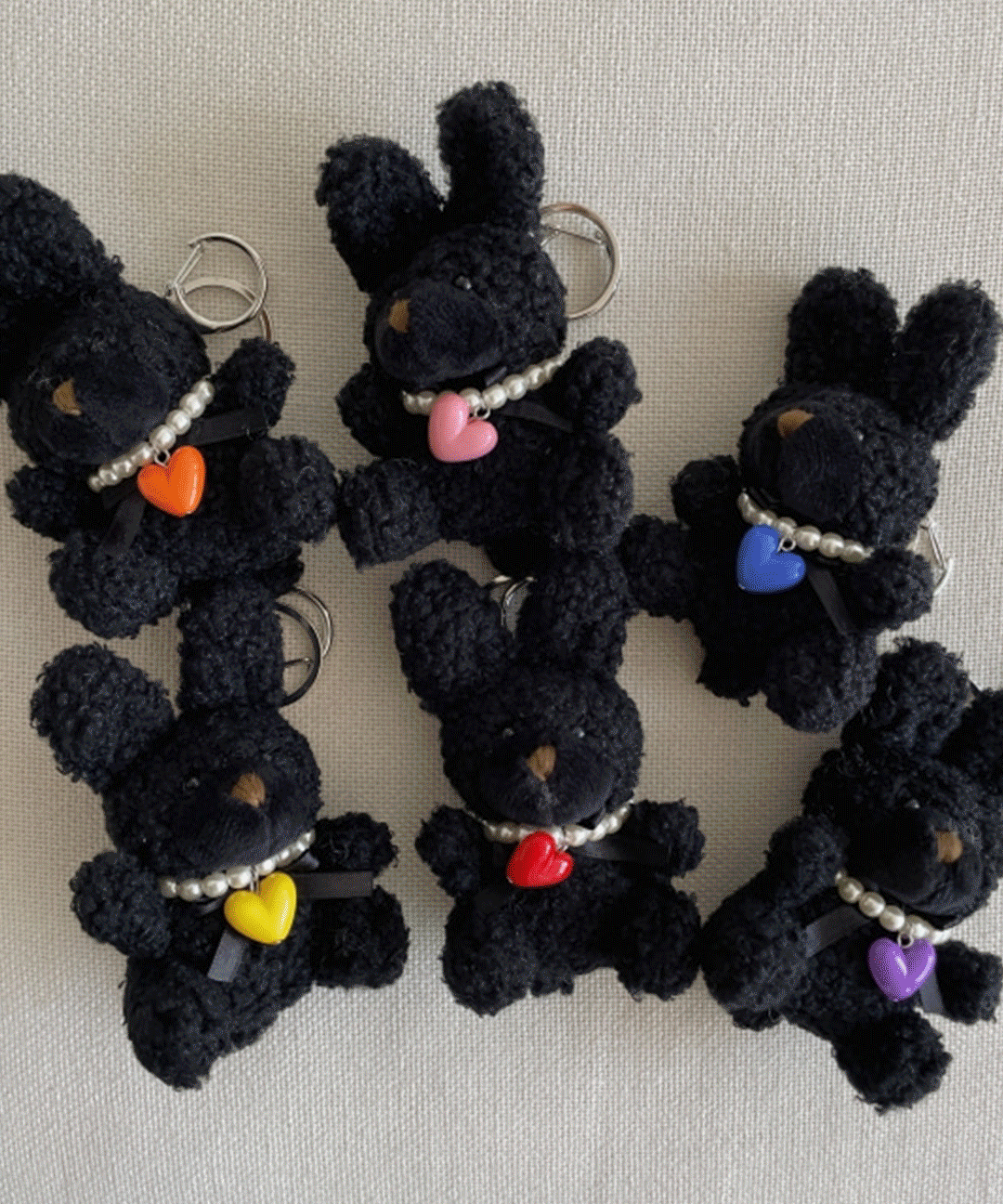 까만 토끼 인형 키링 귀여운 하트 목걸이