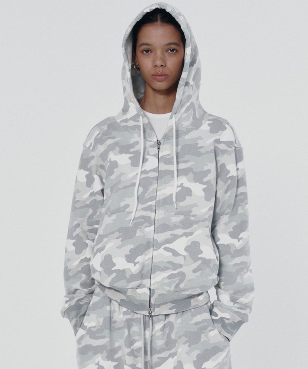 BASIC HOOD ZIP UP [WHITE CAMO]