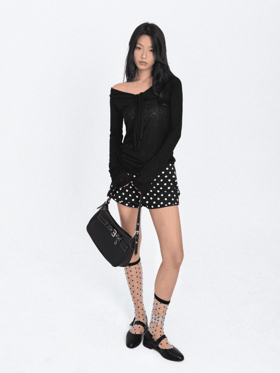 (바로 출고)Marina Mood Soft Shoulder Tee_Black