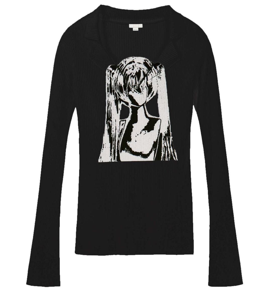 Collar graphic top (Black)