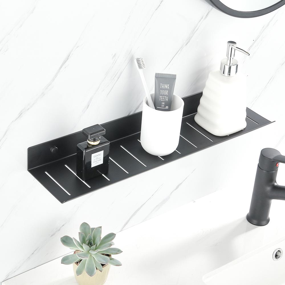 무타공 세면대선반 욕실 화장실 수납 정리대 일자 욕실젠다이 30cm 블랙