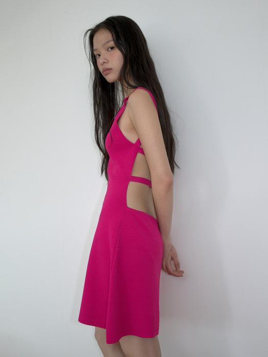 BACKLESS KNIT DRESS_MAGENTA