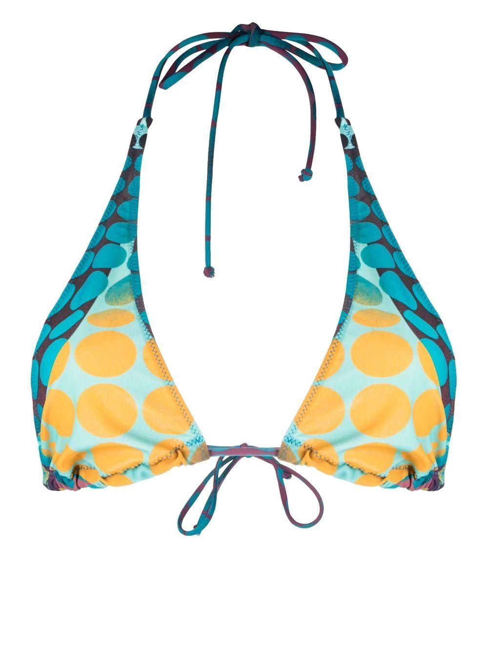 프린트 홀터 넥 비키니 탑