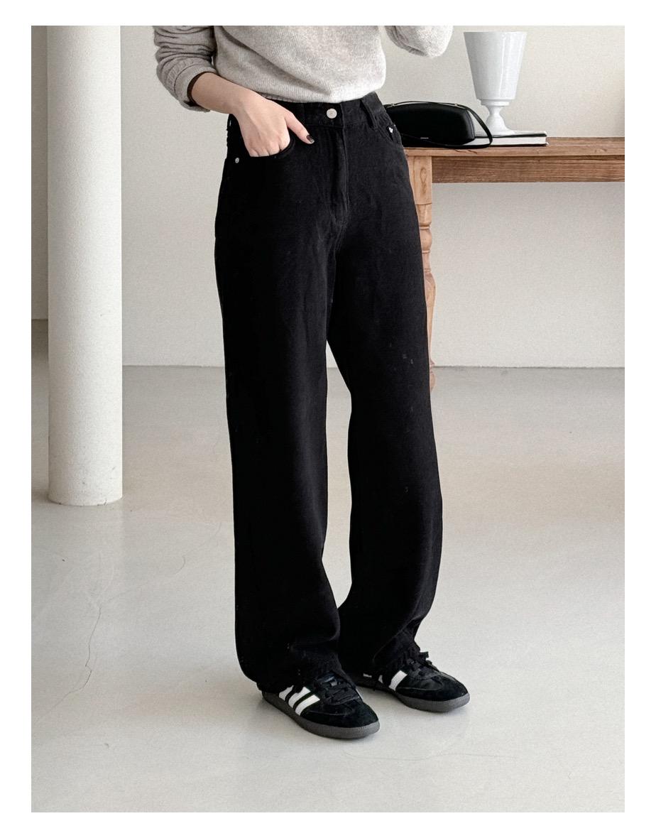 [기모] 테리 라벨 코튼 팬츠 [블랙]