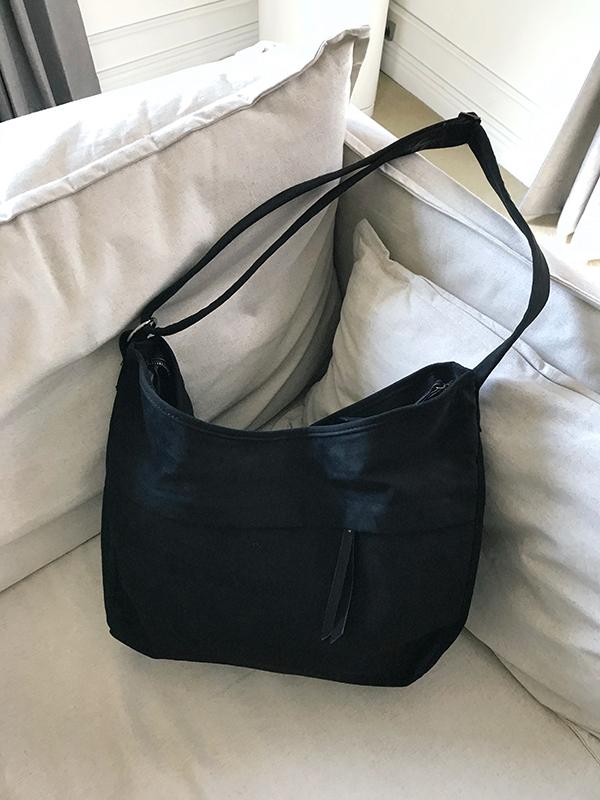 블렘토 Zipper Detail Suede Cross Bag