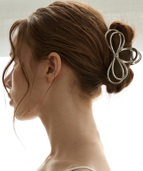 [선물포장]멀티 메탈 리본 헤어 집게핀_4 colors