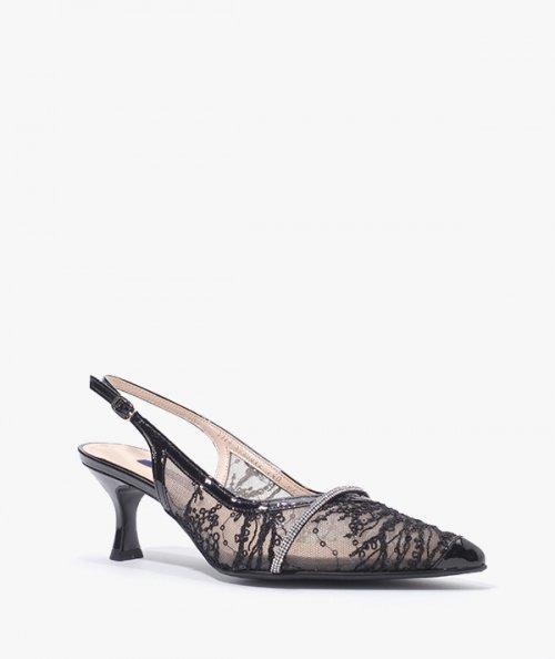 슬링백 스틸레토 카우레더 큐빅스트랩 6CM S23G022