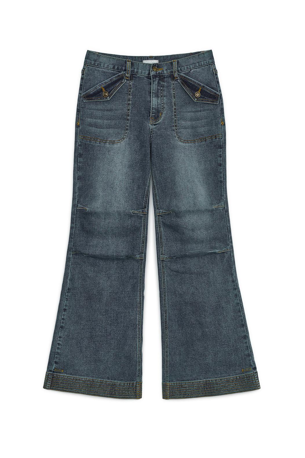 Semi boots-cut denim pants (Blue Denim)