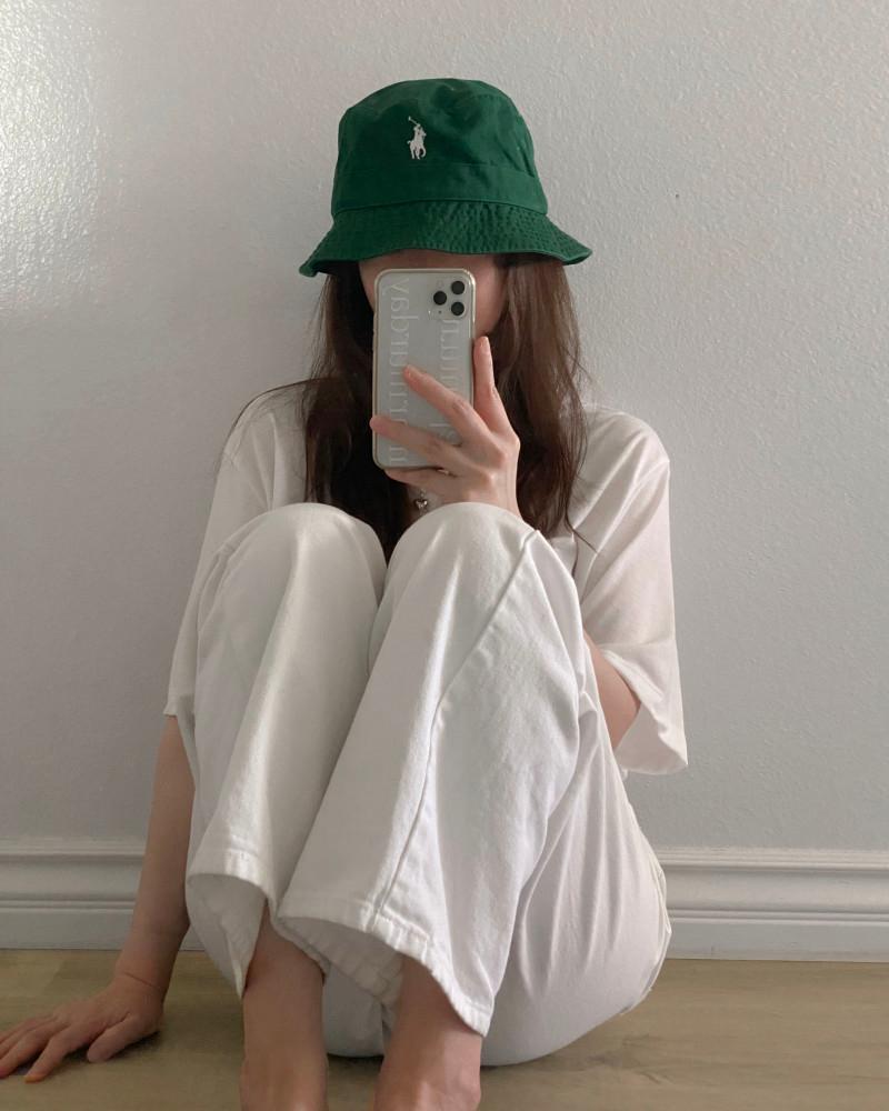 폴로랄프로렌 남녀공용 화이트포니 딥그린 버킷햇 벙거지 모자
