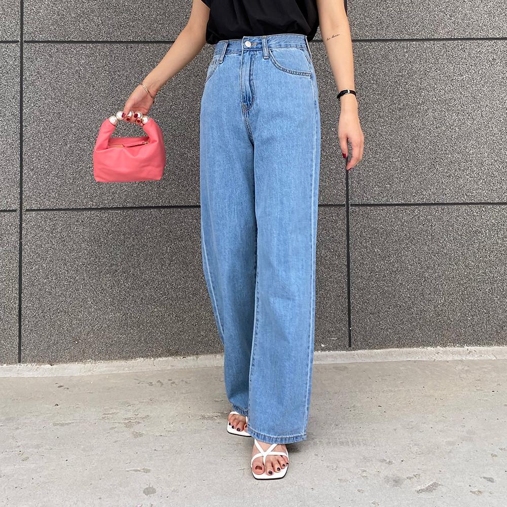 153cm 키작녀청바지 봄 여름 가벼운 중청 연청 세미와이드 데님 2color