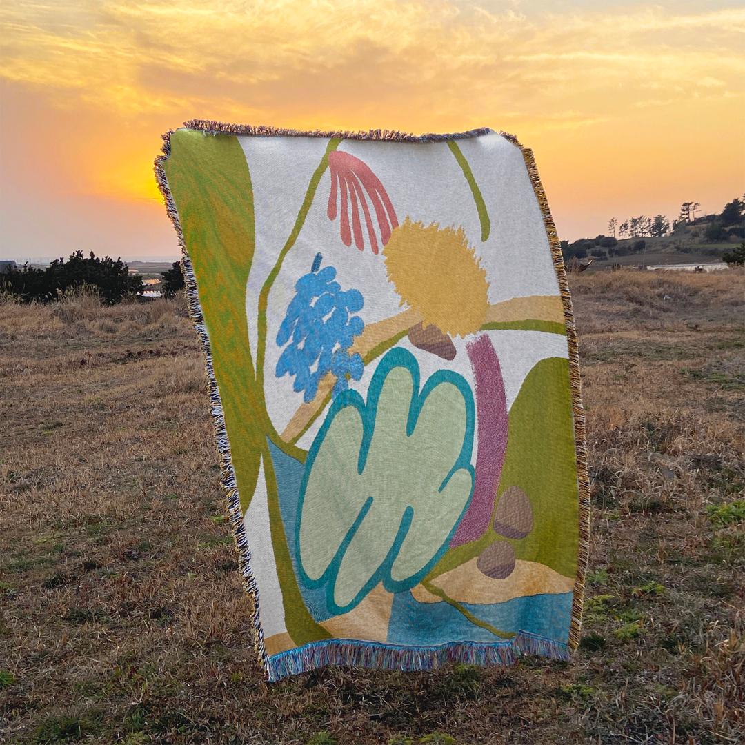 올리브그린 태피스트리 블랭킷