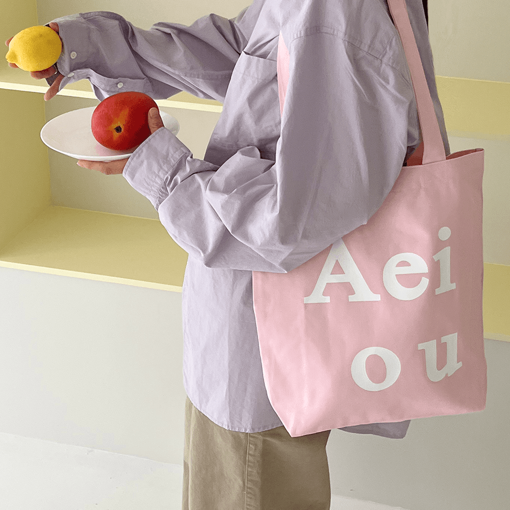 Aeiou Logo Bag (Cotton 100%) Strawberry milk