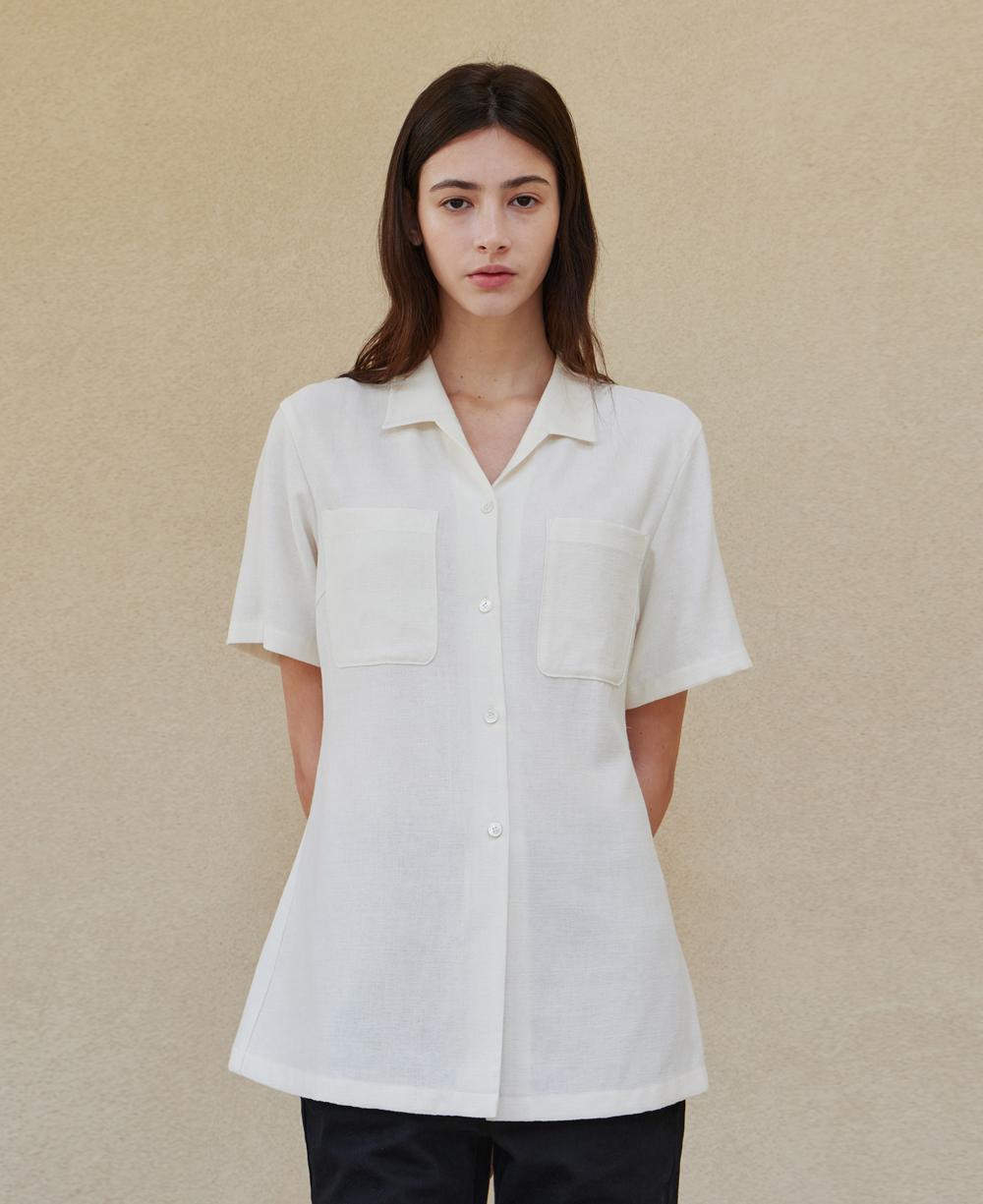 Hourglass line lapel shirt_IVORY
