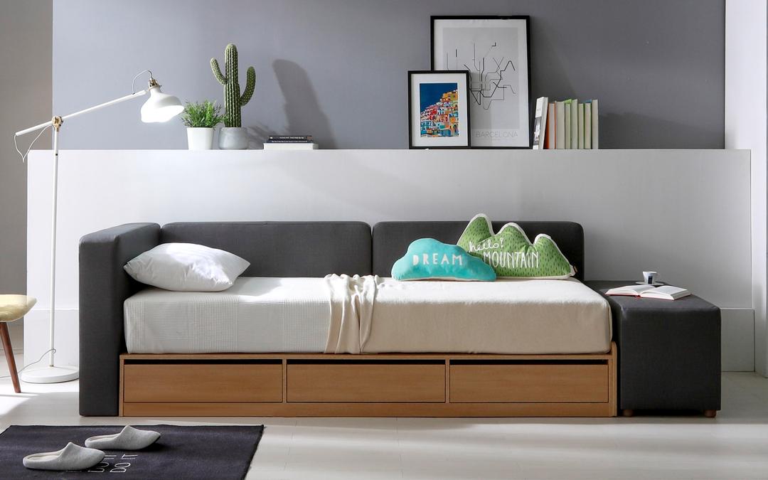 베디스 SB262 글로시 미니쇼파 데이베드 서랍형 싱글침대