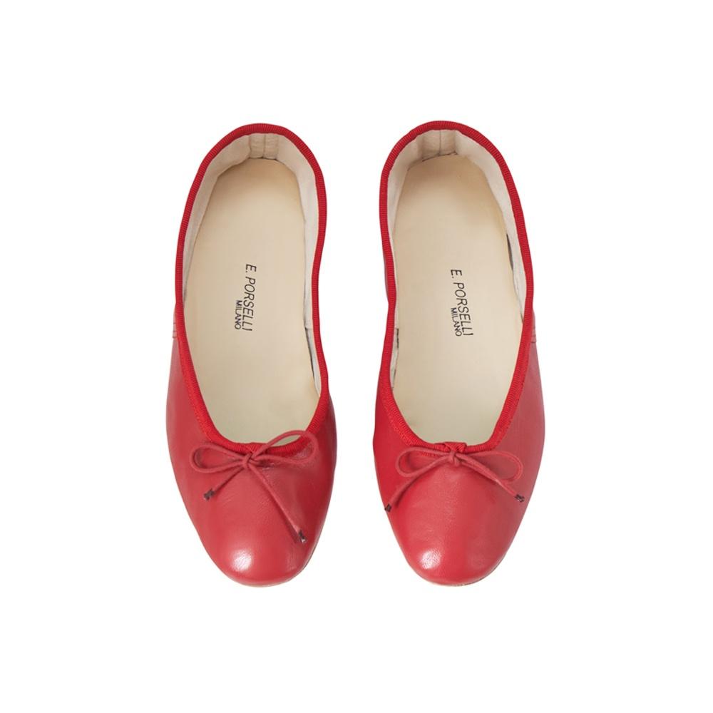 포셀리 레더 플랫 레드