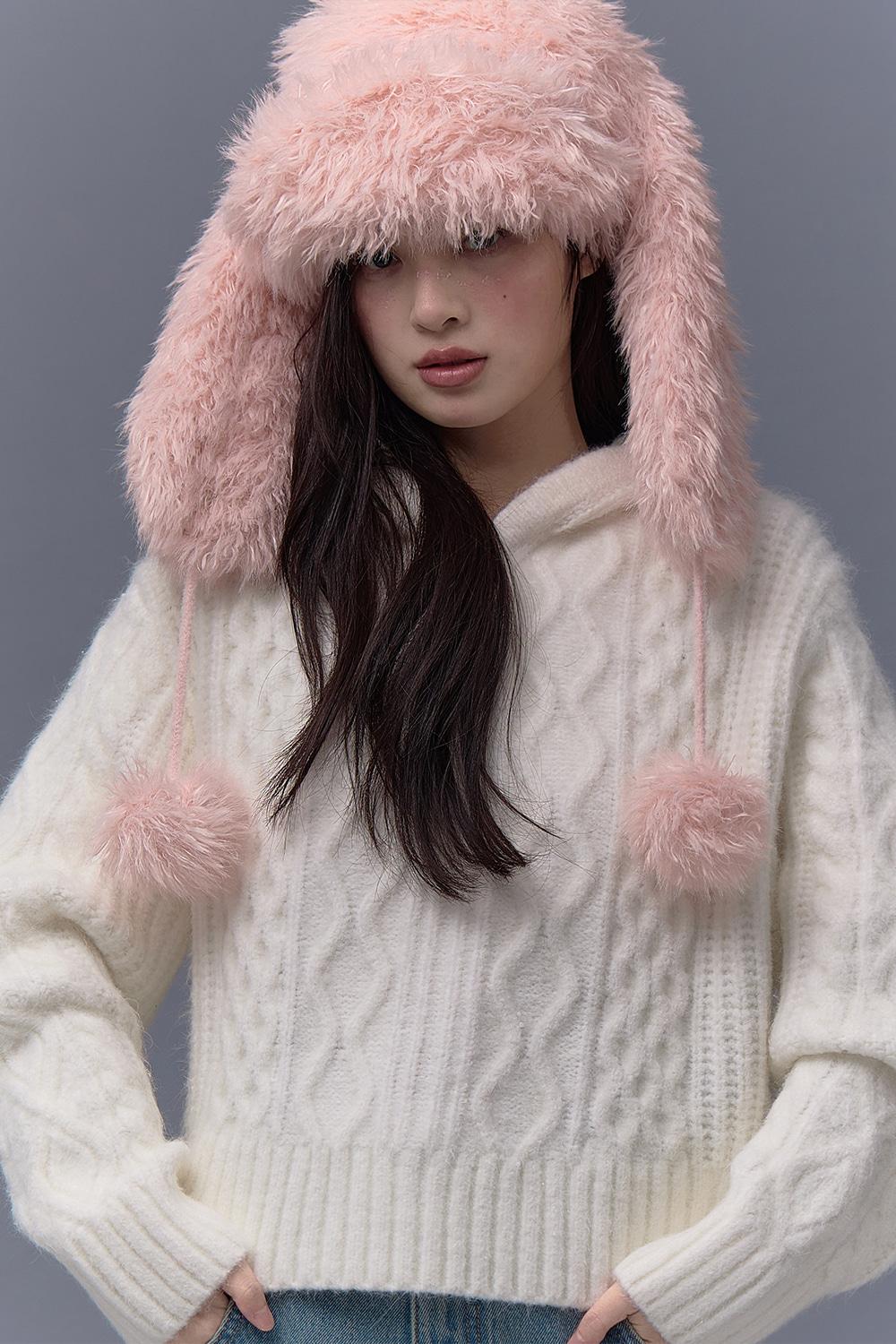 TIS RABBIT FUR HAT_TT5W710PK