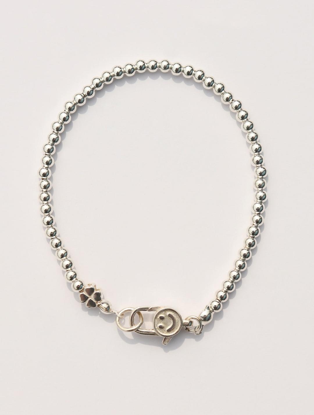 [주문제작]							 3mm silverball clover smile lock Bracelet 925실버 순은 클로버 참 스마일 자물쇠 3mm 볼팔찌