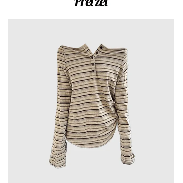 디에 오프숄더 스트라이프 긴팔