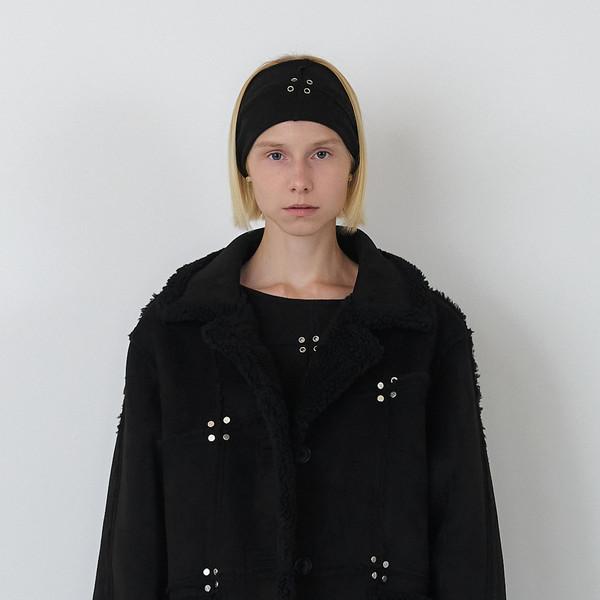 SIGNATURE CUT STUD SUEDE SHEARLING JACKET (BLACK)