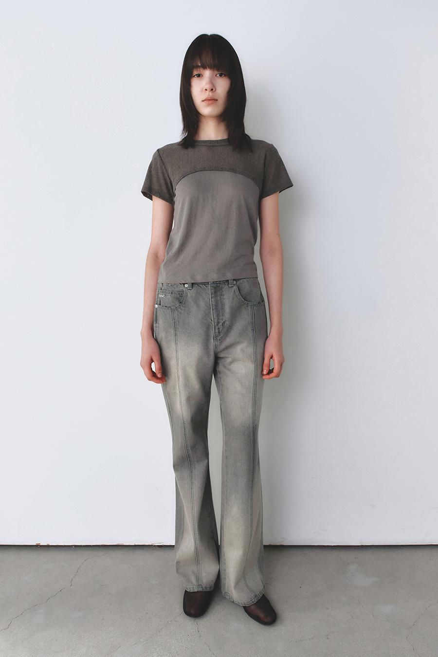 메쉬 믹스 티셔츠 KHAKI BROWN