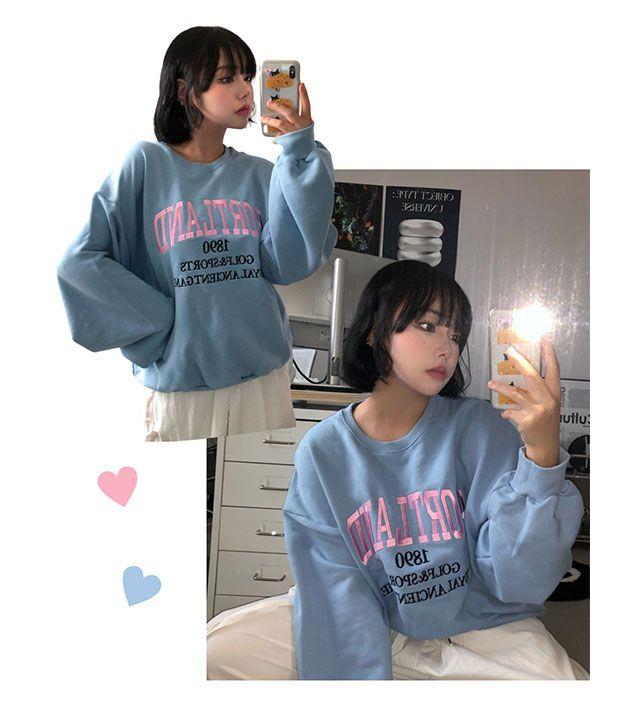 [고퀄리티/자수레터링] 루즈핏 쭈리 데일리 포틀랜드 하이틴 맨투맨 (3col) _ 프롬로즈