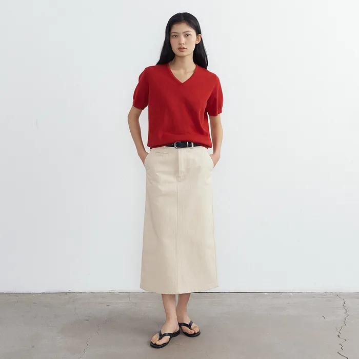 [4/30 예약발송] Camp Herringbone Skirt (Cream)
