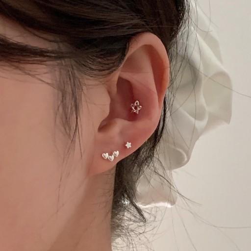 925실버 트리플 하트 플랫 하트 피어싱