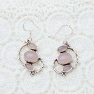 로즈쿼츠 스털링실버 피어싱