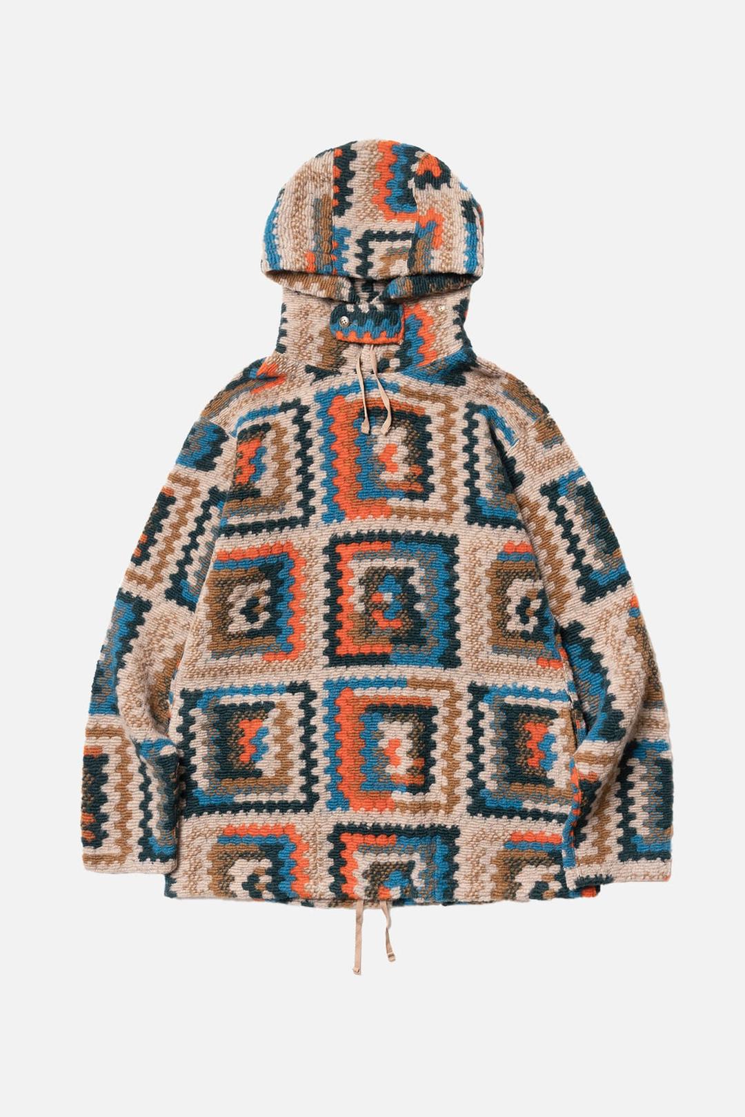 ENGINEERED GARMENTS Long Sleeve Hoody "Multi Color Poly Wool Crochet Knit\" 엔지니어드 가먼츠 롱 슬리브 후디 \"멀티 컬러 폴리 울 크로켓 니트\"