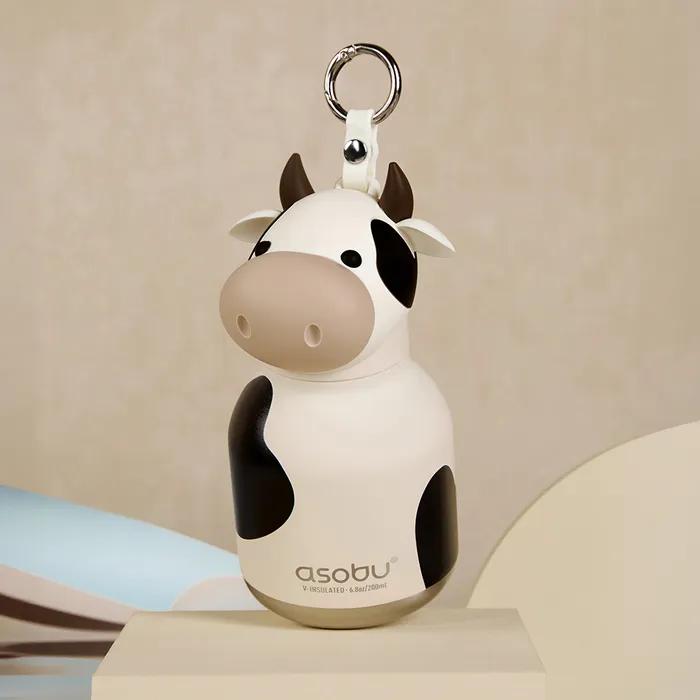 아소부 스텐 진공 보온보냉 캐릭터 키링 텀블러 200ml 미니 베스티 카우