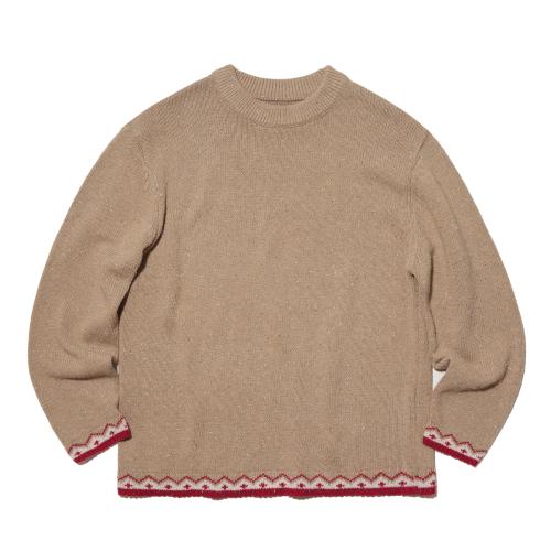 Nep Jacquard Pullover Knit Beige