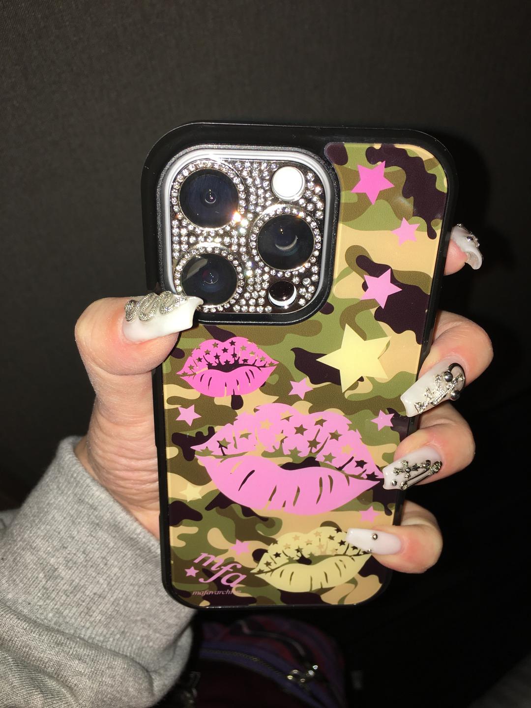 camo lip magsafe glass case