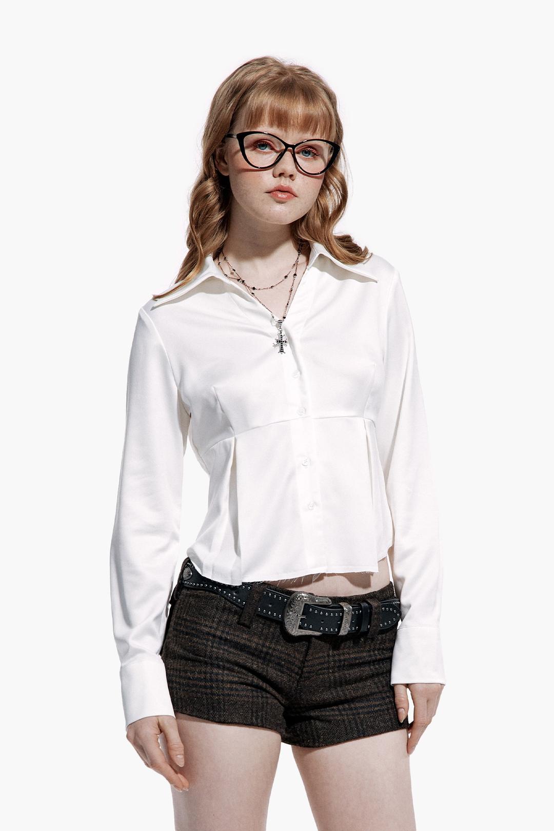 SATIN CURVE SHIRT IVORY