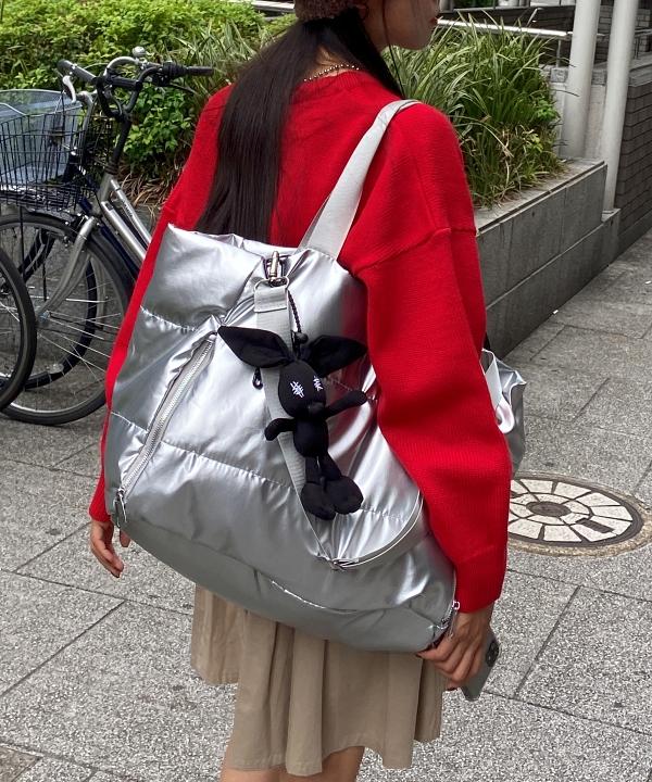 [당일발송🚀/베스트🔥/500g/가벼워요!] 뭉크 실버 패딩백 보부상백 큰가방 가죽 크로스백 숄더백 여행가방 2 color