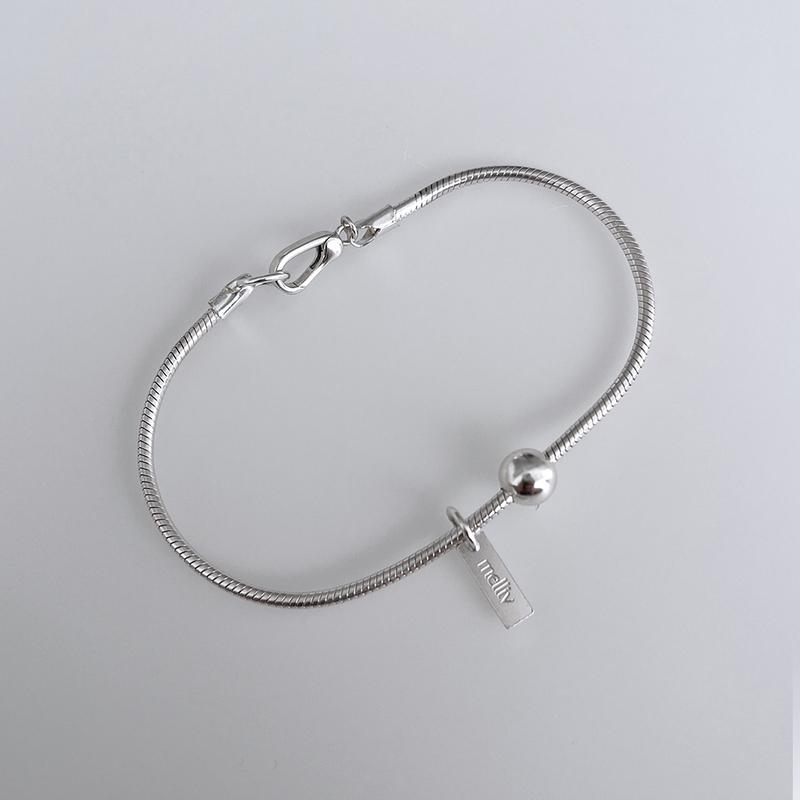 실버 볼 포인트 스퀘어 Tag 스네이크 체인 팔찌_mvb08