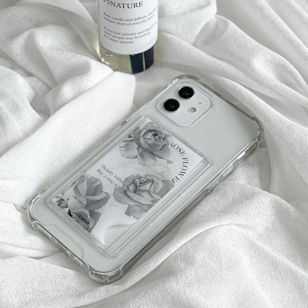 아이폰11케이스 아이폰13프로케이스 카드 로즈 화이트