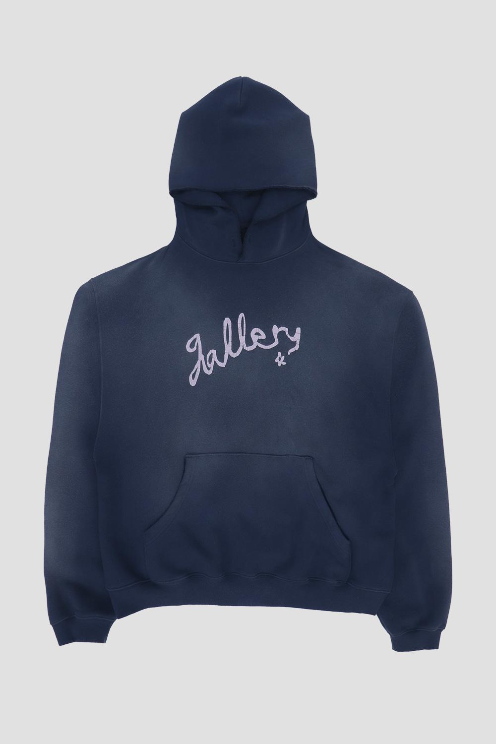 Gallery Tape Logo Washed Hoodie - Navy