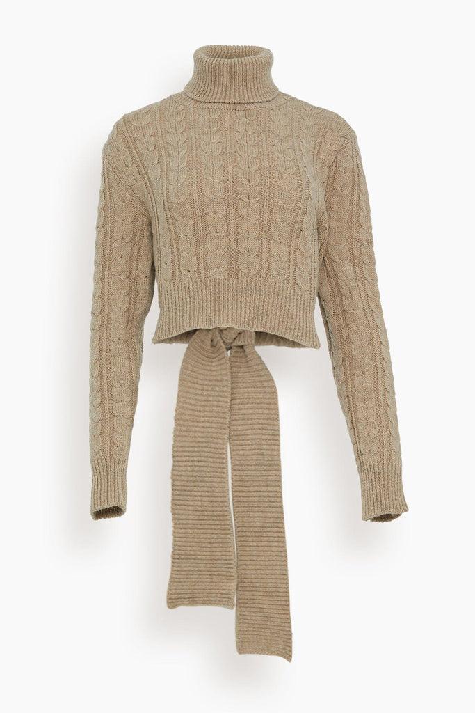 Cable Knit Cropped Sweater in Beige