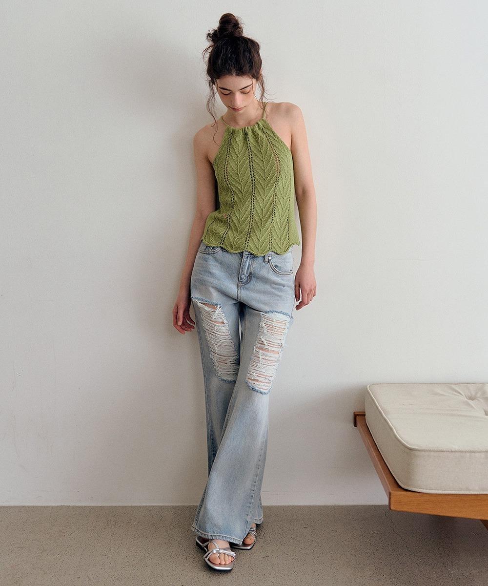 Rian halterneck crochet knit (Greentea)