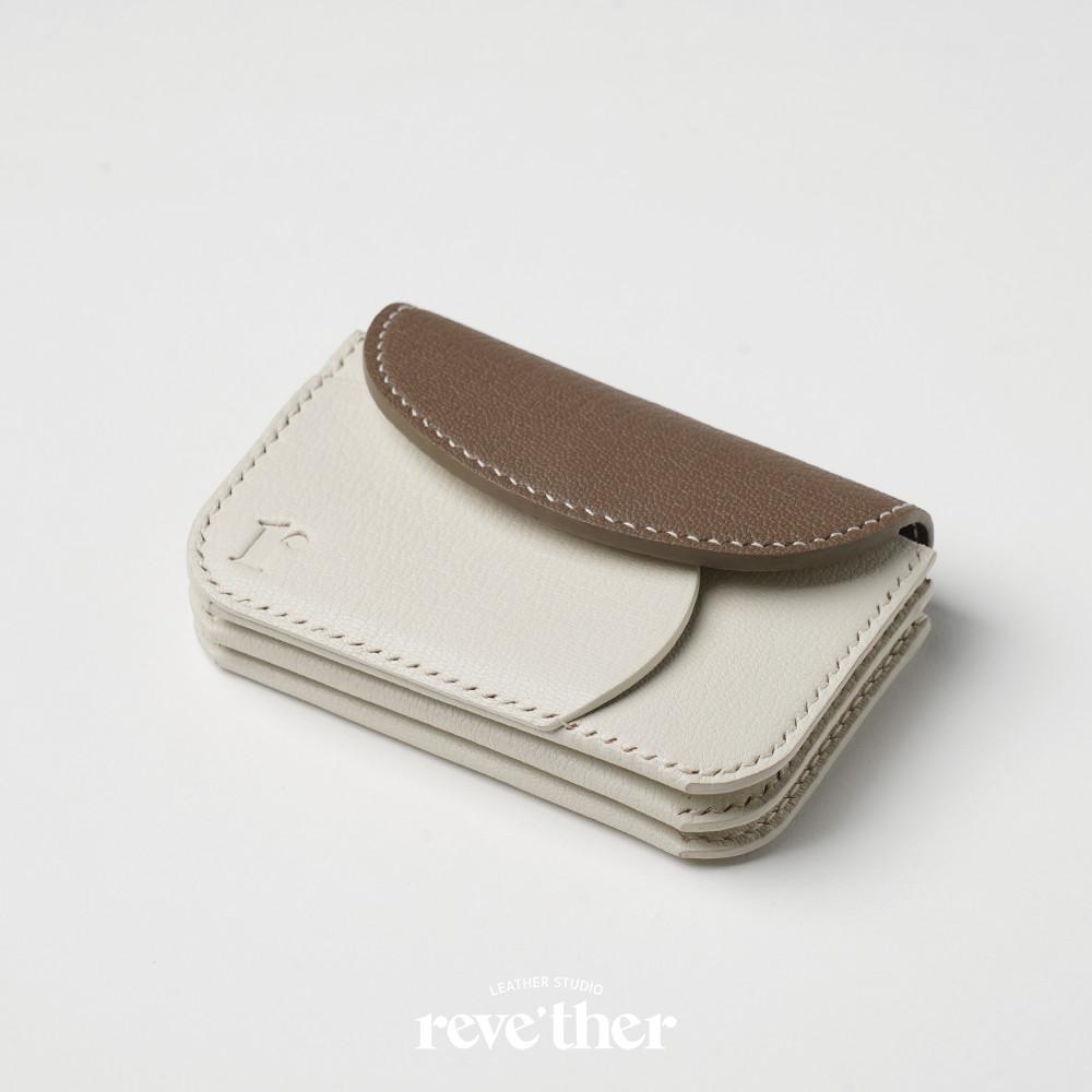 페블 아코디언 카드 지갑 (6colors) 수제 가죽 공방 배색 카드홀더 무료각인 미니