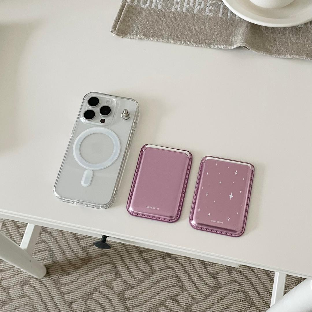 Pink silver MagSafe card case