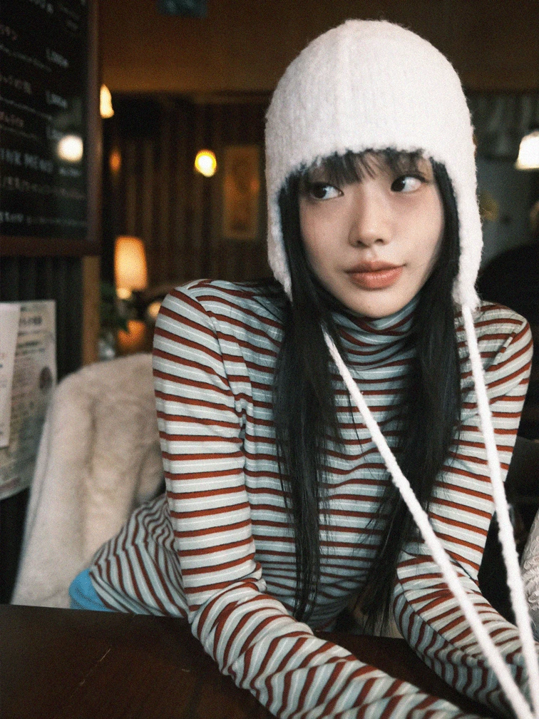 [9hope] earplug knit hat (ivory)