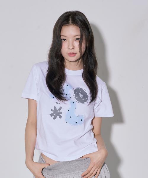o.m.l 로고 반팔티 화이트